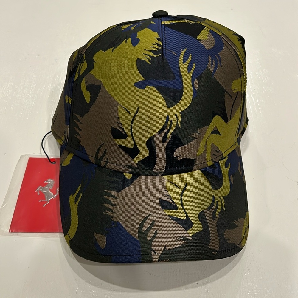 NWT Ferrari Prancing Horse Camo Baseball Cap Hat